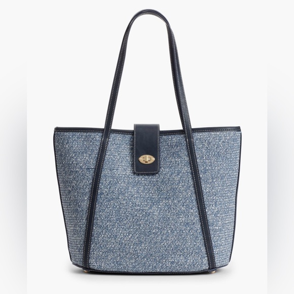 Talbots Handbags - TALBOTS BLUE PACKABLE PAPER-STRAW WOMENS TOTE BAG SHOULDER PURSE